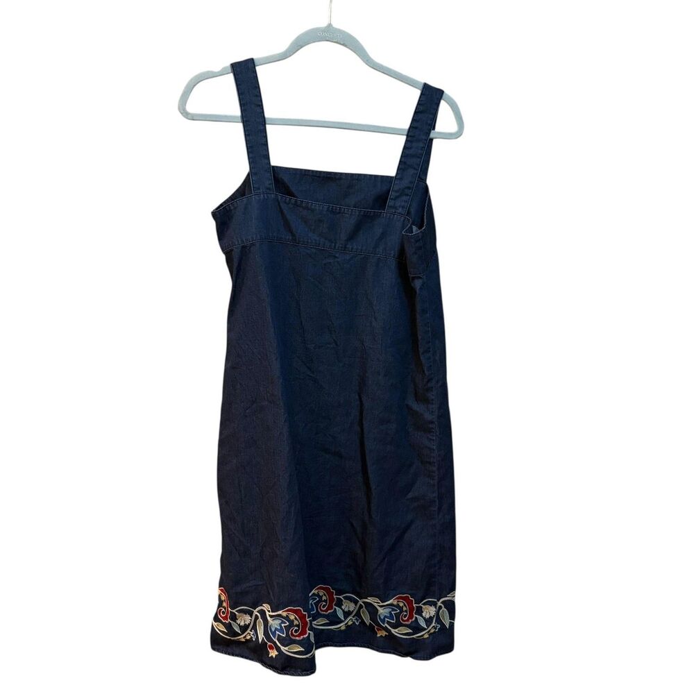 Pendleton Dress Womens Small Blue Denim Embroidered Hem Sleeveless Sundress - Picture 3 of 4